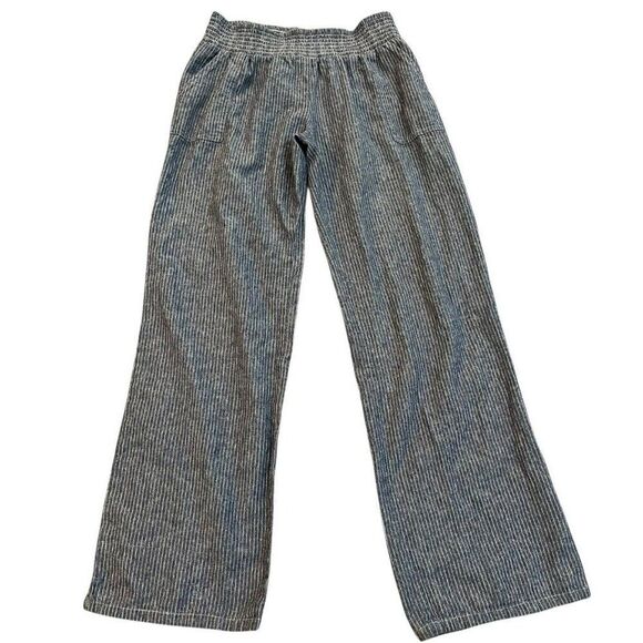 Joe B By Joe Benhasset Womens XL Navy White Stripe Pull On Linen Pants Trousers - Picture 1 of 5
